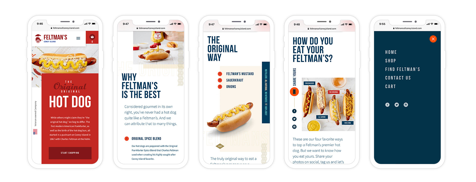 Feltman's of Coney Island Website Pages on a Mobile Phone