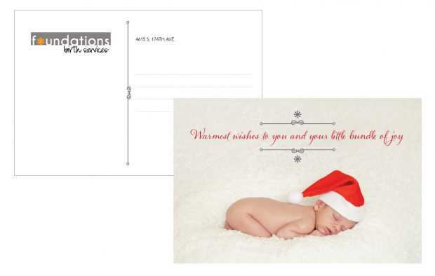Foundation Birth Services asked for a holiday postcard/graphic to send to the families she has served this year