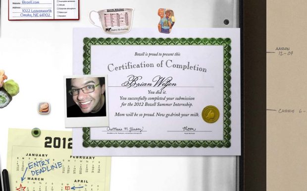 Once an application is submitted the user is presented with a personalized certificate of completion.