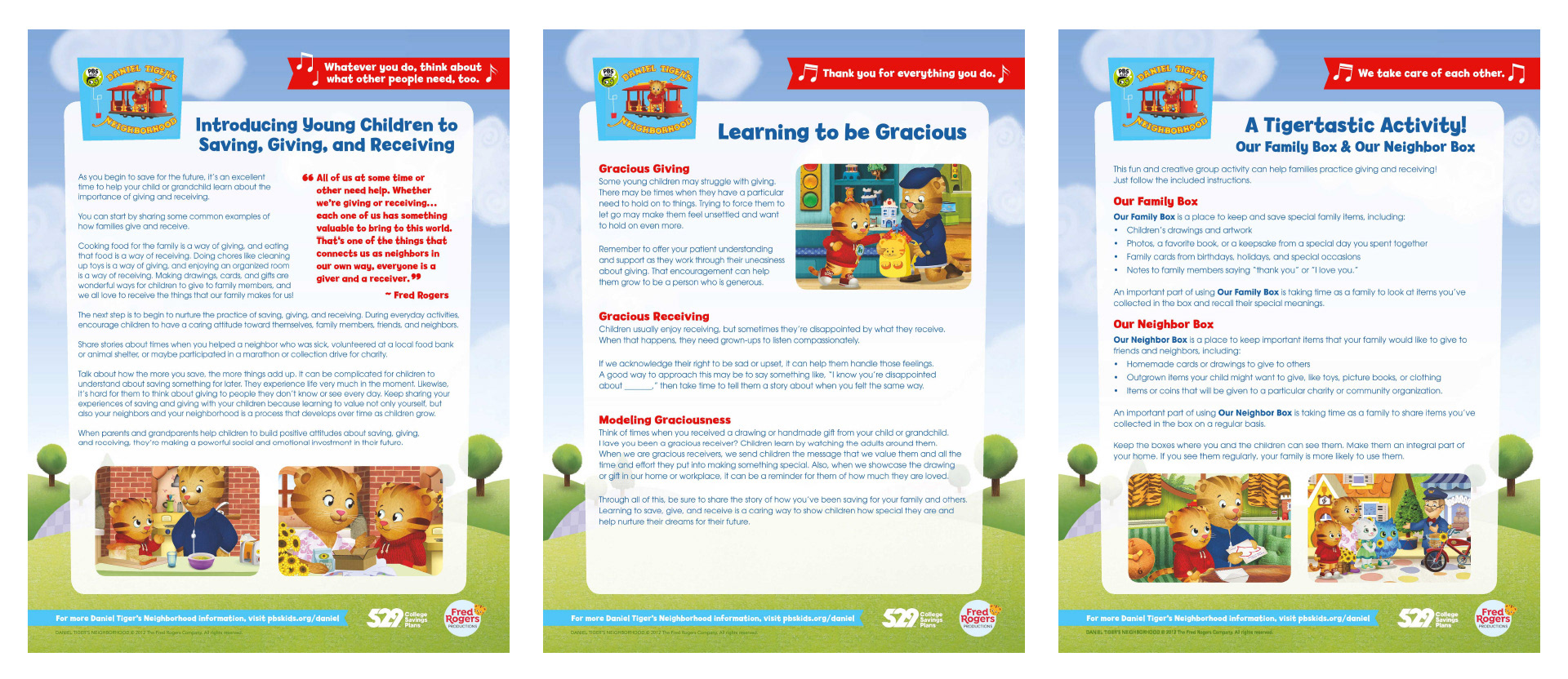 529 College Savings Plans Daniel Tiger's Neighborhood Activity Sheets