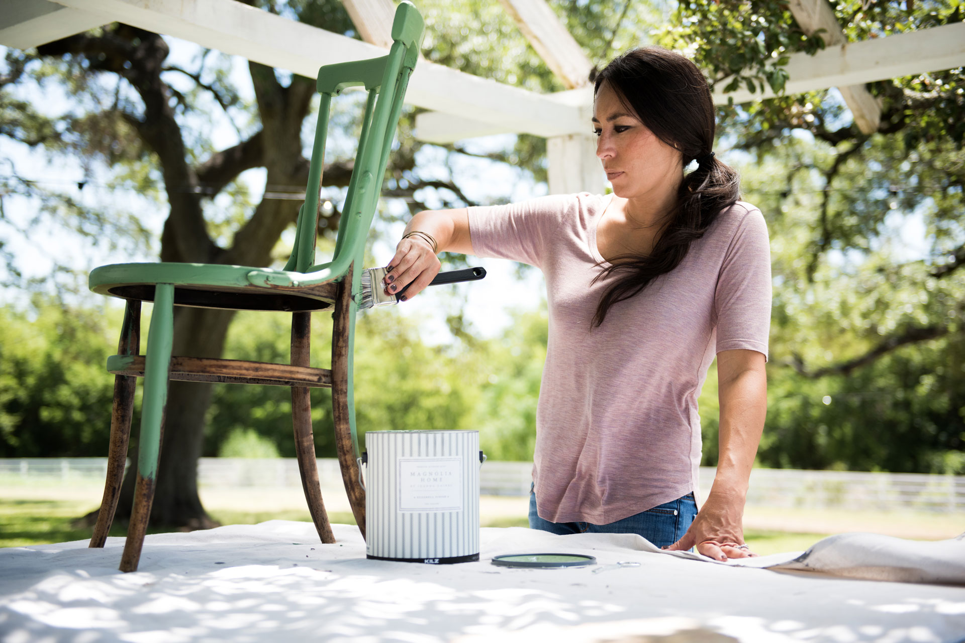 Joanna Gaines Painting Chair with Magnolia Home Paint