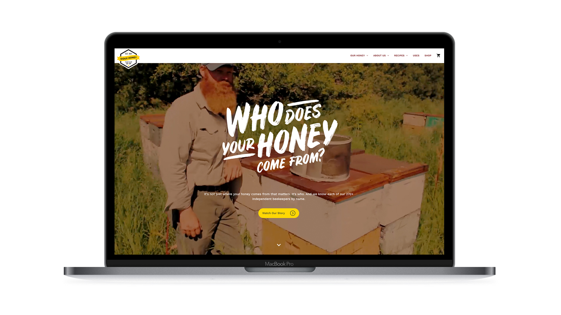 Sioux Honey Association Co-op Website on a Laptop