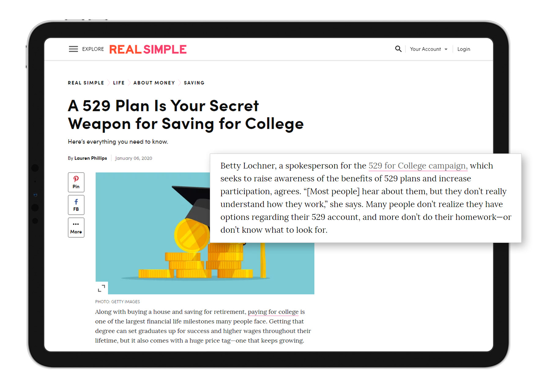 Ounce of Prevention Article on Real Simple Website on a Laptop