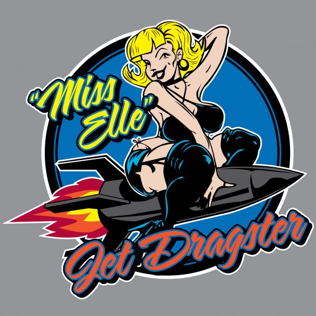 Mick wanted a logo for his 300 mph, fire breathing, jet powered race car, named 
